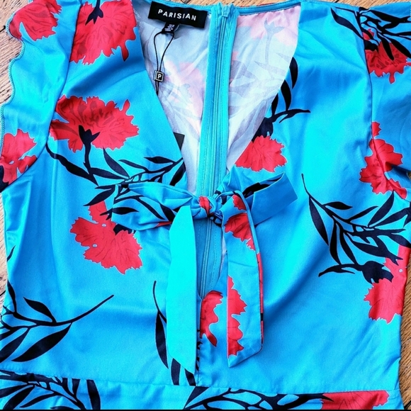 Tie Front Tea Dress in Poppy Print - Picture 6 of 7